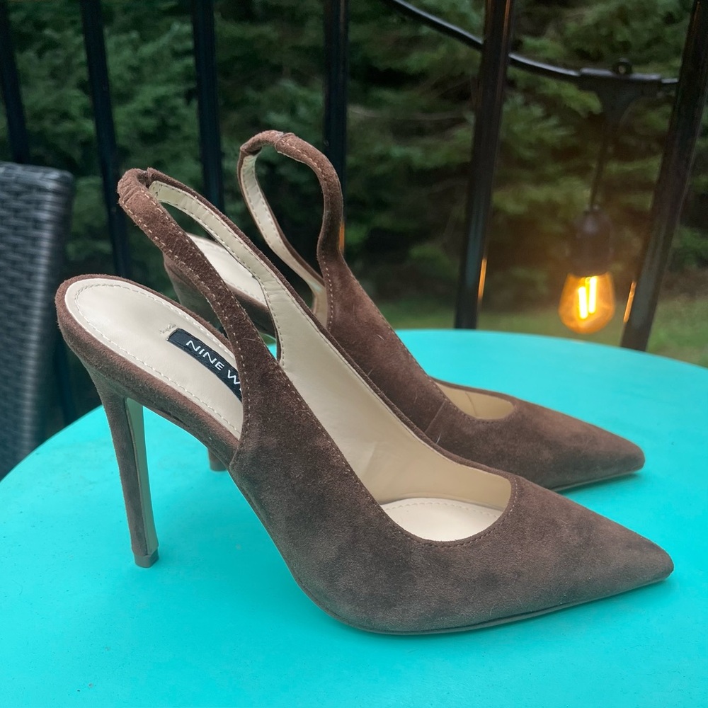 Nine West Chocolate Brown Suede Heels